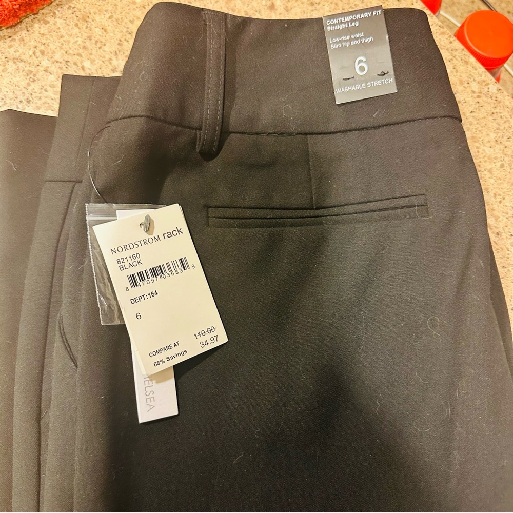 Nordstrom Black Straight Leg Washable Stretch Dress Slacks